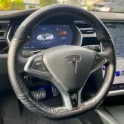 Carbon Fiber&PU Leather Steering Wheel Stitch on Wrap Cover For Tesla Model X S