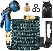 Expandable Garden Hose(50ft),Expanding Hose with 10-Function High-Pressure Spray Nozzle,Lightweight, Tangle Free & Kink Free,3/4" Solid Brass Fittings Leakproof Design