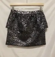ASOS Mini Skirt Women Sz 4 Gray Black Animal Print Zip Up Lined