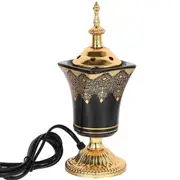 Electric Incense Burner Frankincense Incense Holder Vintage Arabic Censer Burner Home Office Yoga Spa Ornament EU Plug BlackGold