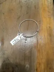 ALEX AND ANI SKELETON KEY Russian Silver Charm Bangle New W/ Tag