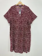 Autograph Dress Women 24 Burgundy Midi Shift V Neck Viscose BRAND NEW RRP$90