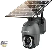 SOLIOM 5MP Security Camera Outdoor with 10X Optical Zoom, 4G LTE Cellular Security Cameras for Home Security with Battery & Solar Powered, Human Detection, Spotlight Color Night Vision, Auto Tracking
