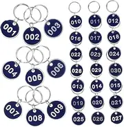 Healvian 30pcs Hanging Number Tags Durable Aluminum Key Labels with Rings for Easy Organization Restaurants Number Identification Tags for Keychains and Marking