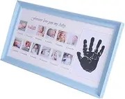 Yardwe Photo Frame Month Growth Record Handprint Footprint Photo Frame for Newborns