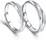 [sassu fine] Mens Womens Endless love Silver rings Adjustable Ring Swarovski Cubic Zirconia Wedding Ring Promise Ring Couples Ring