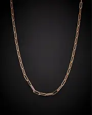 18K Italian Rose Gold Paperclip Chain Necklace