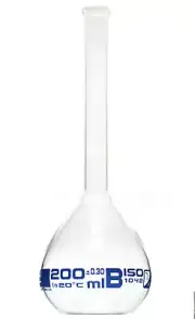 Eisco Labs 200ml Volumetric Flask with Rimmed Neck - Class B Borosilicate Glass