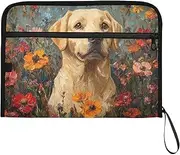 YMXFXP Labrador Garden Vintage Expandable Filing Folder, 13-Pocket Funny Cute Design with Sticky Labels, A4 Letter Size Document Organizer for Office, School, Boys, Girls