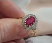 2.56 Ct Oval Cut Natural Ruby Diamond Engagement Ring 14K solid Yellow gold