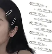 Silver Hair Pins for Styling Fancy Y2K Metal Hair Clips Silver Geometric Brooch Pin Shaped Barrette Hairclips Hairpins for Cool Girls Emo Cyber Punk Egirls Hair Accessories Decors 10 PC