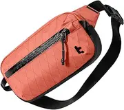 tomtoc X-Pac Bum Bag for Men and Women, 1.5 Litre Small Travel Sling Bag, Chest Bag, Belt Bag, Shoulder Bag with RFID Protection for Hiking, Travel, Everyday Life, Coral