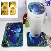 3pcs Non-Slip Bathroom Rug Bath Mat Contour Toilet Seat Lid Cover Set HTOC220