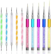YIXIAMEDIA Nail Art Tools Brush Set, 5 Pcs Nail Art Liner Brushes & 5 Pcs Dotting Pen Tools for Nail Design Painting, Fine drawing, Painting Flowers