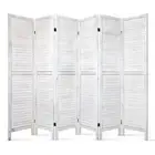 NNEDSZ 6 Panel Room Divider Privacy Screen Foldable Wood Stand White