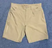 Simms Skiff Shorts Mens 32 Brown Pockets Flat Front Stretch UPF 50 Sandbar New