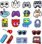 [Alaxciax] 20PCS Video Game Shoe Charms, Gamer Shoe Charms Gaming Shoe Charms Cartoon Cute Game Controller Shoe Decoration for Boys Teens Adult Men Shoe Sandals Party Favor Birthday, Polyvinyl Chloride