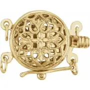 14K White or Yellow Gold Round Filigree Pearl Bead Clasp 1-2-3-Strand Stringing