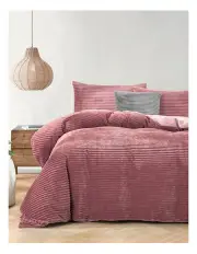 [Dreamaker] Embossed Teddy Fleece Quilt Cover Set in Blush