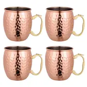 4PK Bartender Copper Plated Moscow Mule Mug Cocktail Cup 530ml Hammer Finish
