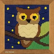 Riolis Owl Under The Stars Long Stitch Kit, Cotton, Multicoloured, 10 x 10 cm