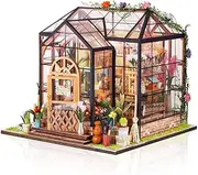 UONNO DIY Miniature Dollhouse Kit for Adults - Tiny Flower Shop Model with Furniture, Creative Craft Kit for Home Decor, Birthday & Easter Idea Gift (Jenny Flower Shop)