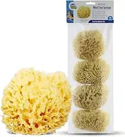 Baby Buddy Natural Baby Bath Sponge 4” Ultra Soft Premium Sea Wool Sponge Soft on Baby’s Tender Skin, Biodegradable, Hypoallergenic, Absorbent Natural Sea Sponge, 4 Pack, Brown