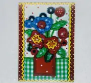 Vintage Get Well Card “it’s No Fun Being Sick” Sewn Flower Bouquet Art P4
