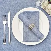 Mebakuk Cloth Napkins Set of 6, Premium 17 x 17 Inch Solid Washable Linen Style Napkins, Soft Table Napkin for Wedding Party Restaurant Dinner Parties (Denim Blue, Set of 6)