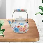 Decorative Teapot Water Kettle with Handle New Year Enamel Tea Kettle Floral