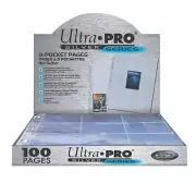 100 ULTRA PRO SILVER 9-POCKET Card Pages Sheets Standard Size Binder Trading