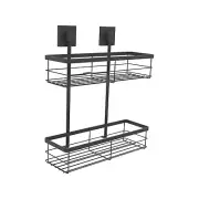 Fusion-Loc 26kg Matte Black Suction Double Shower Caddy