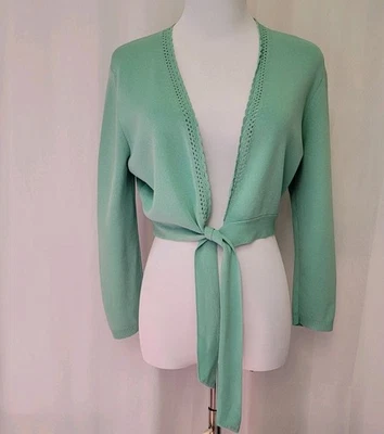 NOS Ann Taylor Loft Mint Green Tie Front Shrug Cropped Cardigan Wmn's M VTG