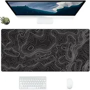 Topographic Mouse Pad, Large Gaming Mouse Pad, Topographic Desk Mat, Non-Slip Computer Keyboard Mouse Pad Map Lines Contour for Home Office Gaming Work, 35.4 X15.7 in