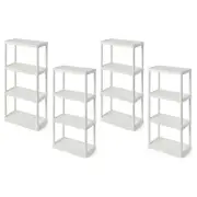 Gracious Living 4 Shelf Fixed Height Light Duty Storage Unit, White (4 Pack)