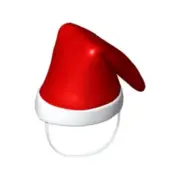 LEGO - Duplo Wear Cloth Santa Cap with White Trim Pattern and Chin Strap - Red