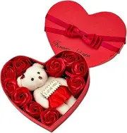KOMBIUDA Heart-shaped Rose Soap Box Set 10 Rose Flowers for Present for Girlfriend Beauty