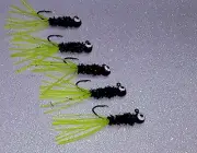 5 1/16 th oz Chartreuse Squirmer jigs for Crappie, Bass, Bream, Blue Gill