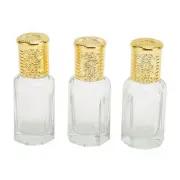3pcs Refillable Perfume Bottle 10ml Golden Cover Transparent Glass Refillabl L2S