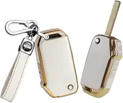 HIBEYO Flip Key Fob Cover for Kia Forte NIRO Cerato 2019 K3 Gt Seltos S Sportage 2020 Sorento Ceed CD Forte 2018 2019 Serato BD 2018 for KIA Accessories Smart Key Keychains-White