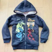 Boys Marvel Avengers Hooded Full Zip Sherpa Lined Jacket, NWT Size 5T