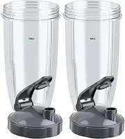 2Set Blender Cups 24oz/32oz Cups with Flip-Top To-Go-Lids Fit for NutriBullet Blender 600W Pro 900W NutriBullet Replacement Parts (32oz)