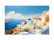 Santorini Coastline Canvas Print