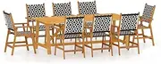 vidaXL Modern 9 Piece Outdoor Dining Set - Rectangular Solid Acacia Wood Table and Eight Chairs with Poly Rattan Seating - Brown