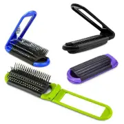 Portable Folding Hair Brush with Mirror Compact Pocket Hair Compact Anti-Static