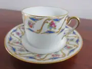 Limoges Tea/Coffee Cup & Saucer France Floral
