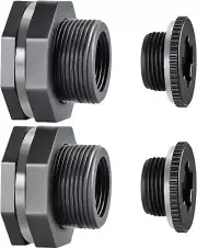 Outus 2 Pieces PVC Bulkhead Fitting for Rain Barrels Aquariums Water Tanks 3/...