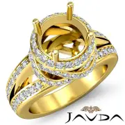 Antique Halo Pave Round Semi Mount Diamond Engagement Ring 18k Yellow Gold 1.3C