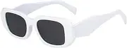 [HAOMAO] Irregular Frame Vintage Square Sunglasses For Women Uv400 Anti-Reflective Mirror Sun Glass Other Whitegray