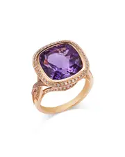 Bloomingdale's Fine Collection Amethyst & Diamond Halo Ring in 14K Rose Gold, 0.38 tcw